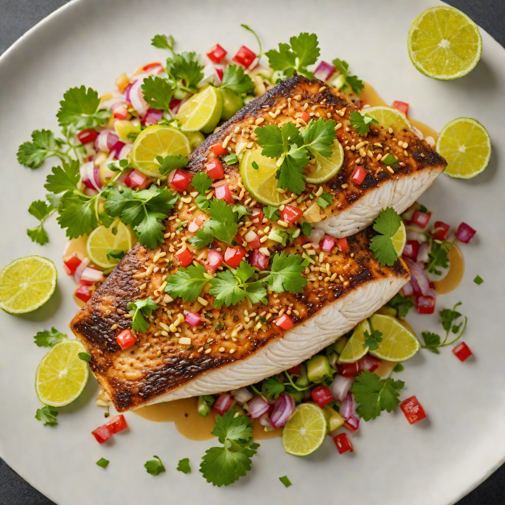 Honey-Glazed Barramundi with Finger Lime Salsa