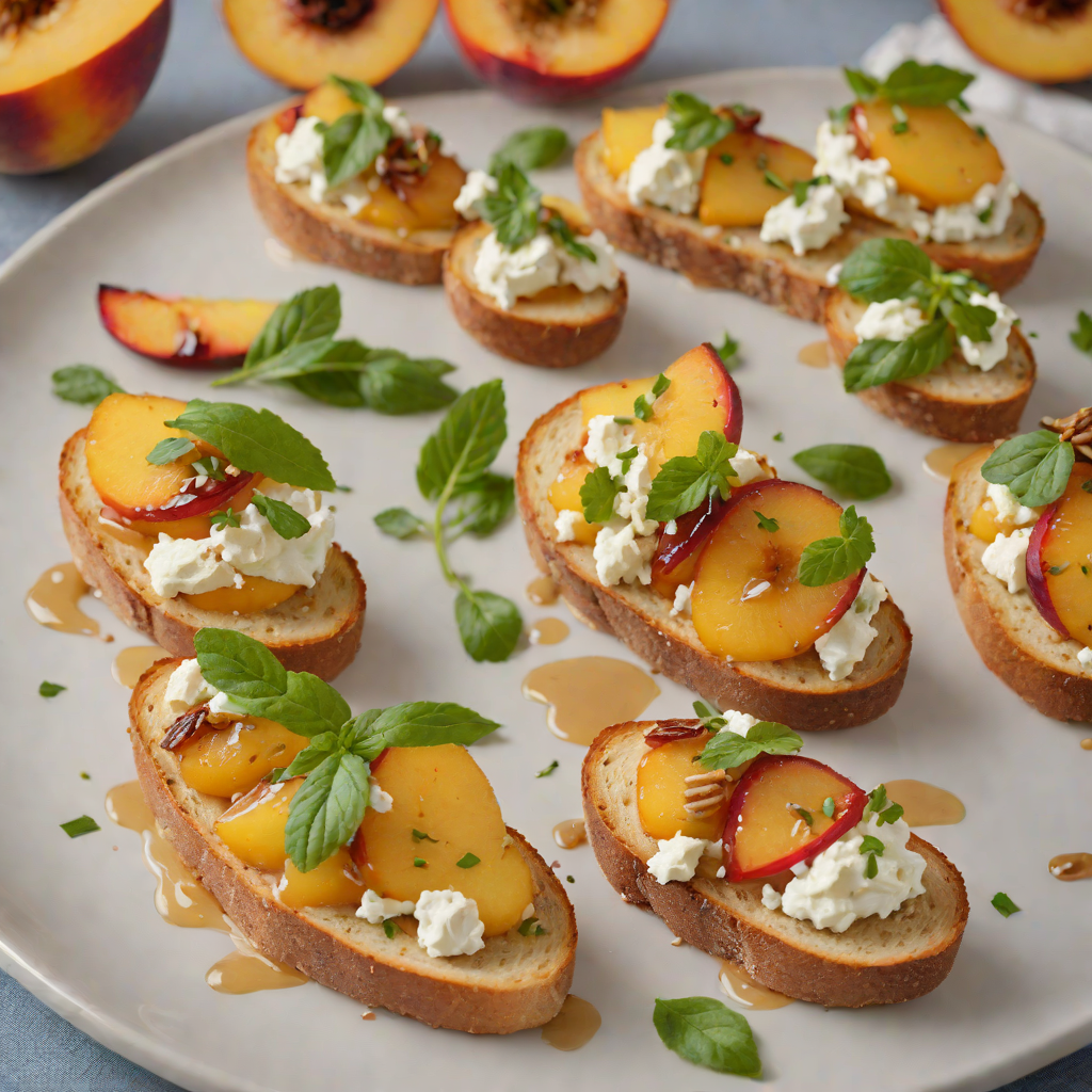 Slow-Roasted Peach and Goat Cheese Crostini with Honey Drizzle