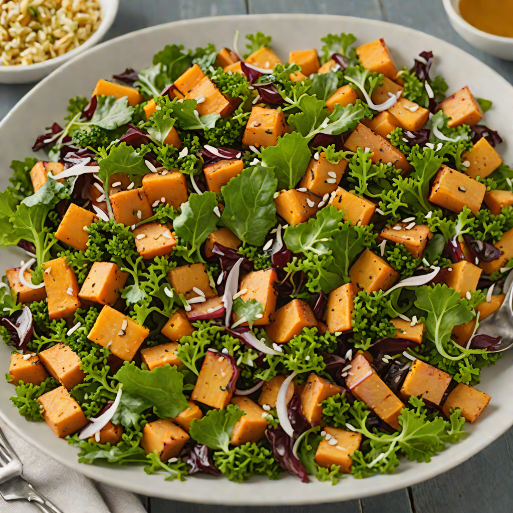 Roasted Delco Sweet Potato and Kale Salad with Maple Vinaigrette
