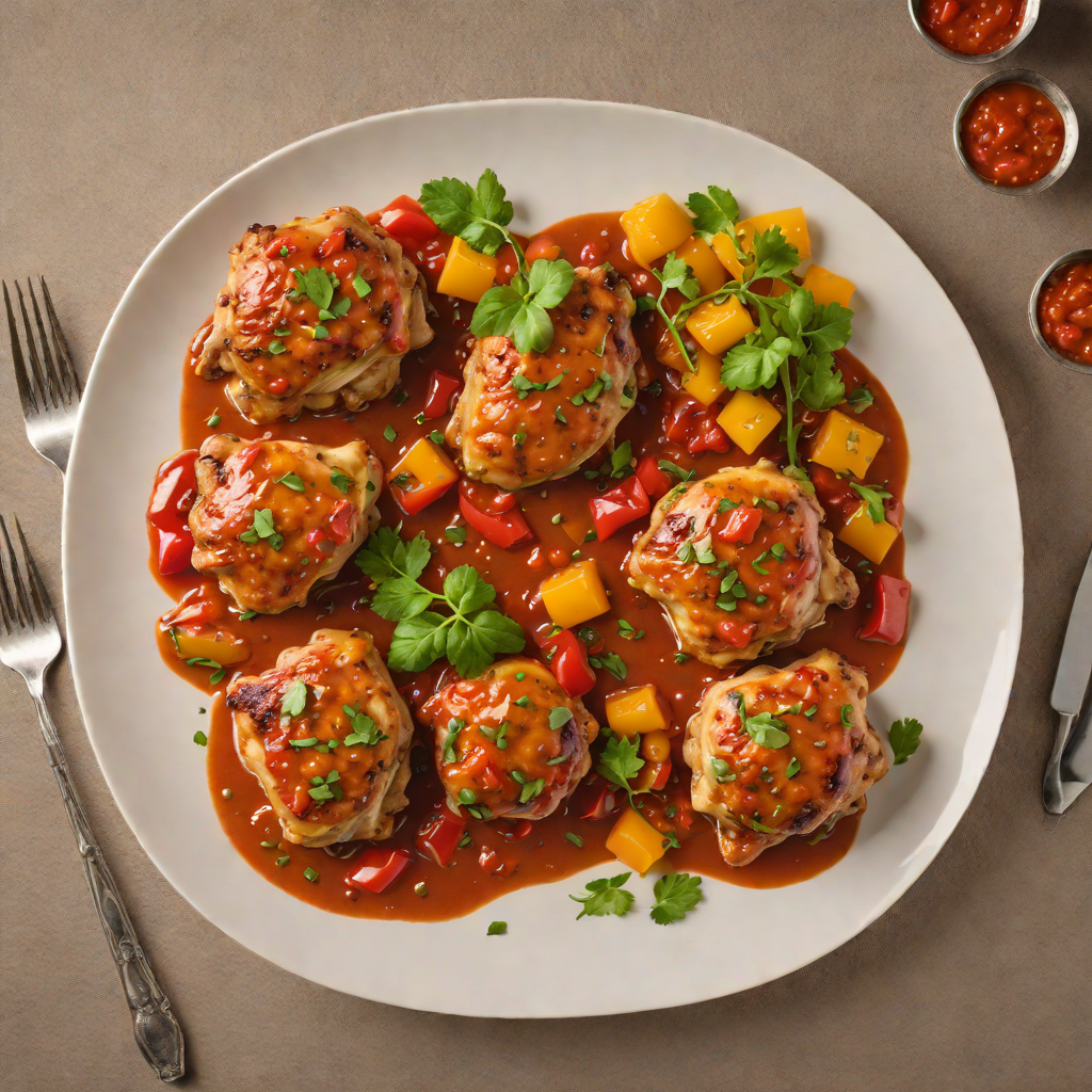 Pan-Seared Chicken Thighs with Spiced Tomato and Bell Pepper Sauce