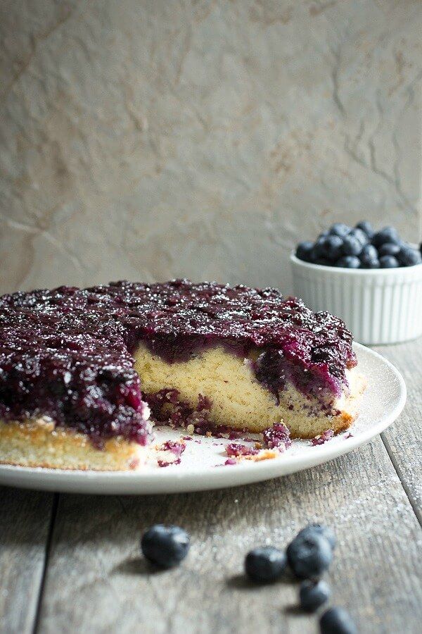 Lemon Yogurt Upside-Down Cake with Blueberries