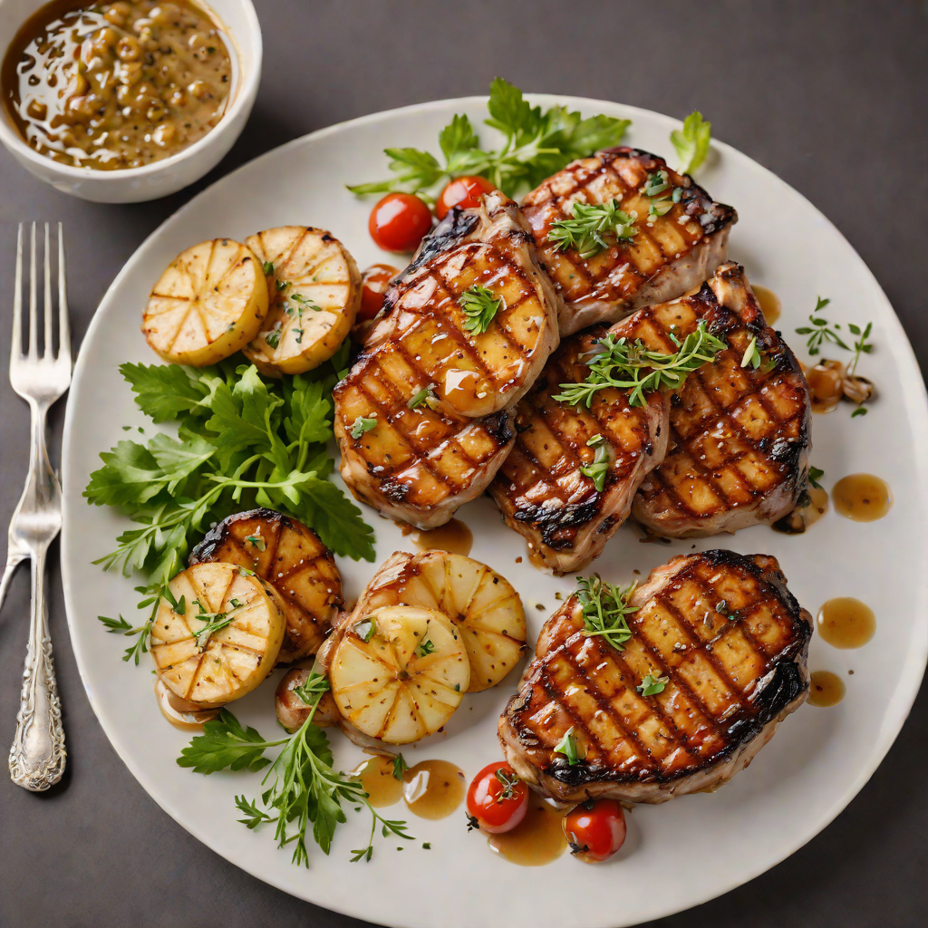 Whiskey-Glazed Grilled Pork Chops with Roasted Garlic Butter