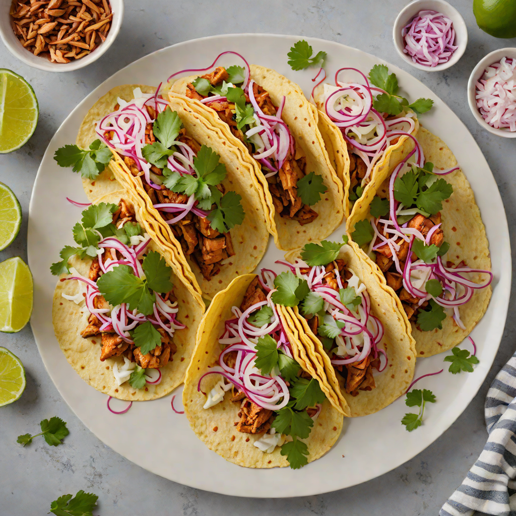 Smoked Mezcal Chicken Tacos with Pickled Red Onion and Cilantro Lime Slaw