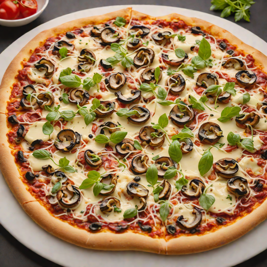 Thin-Crust Pizza with Mushrooms and Mozzarella