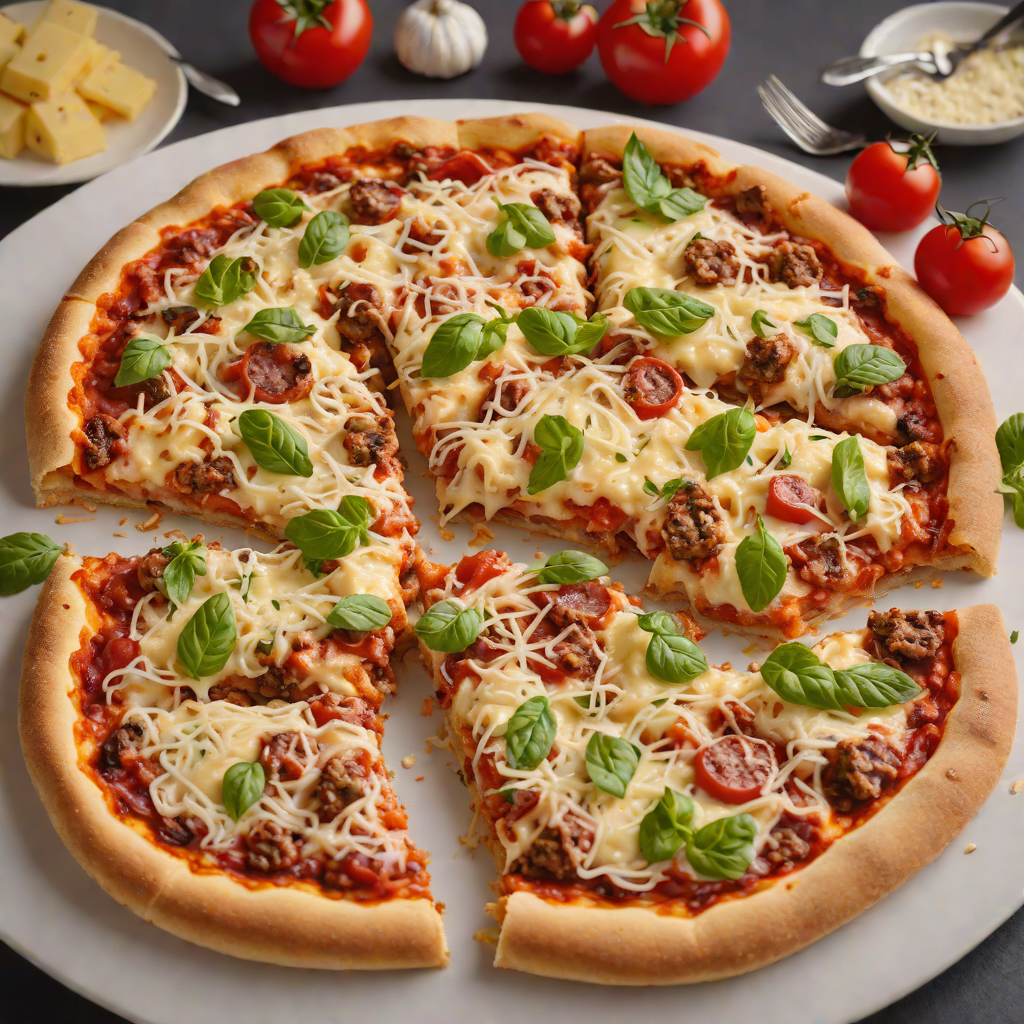 Thick-Crust Sausage and Cheese Pizza with Tomato Sauce