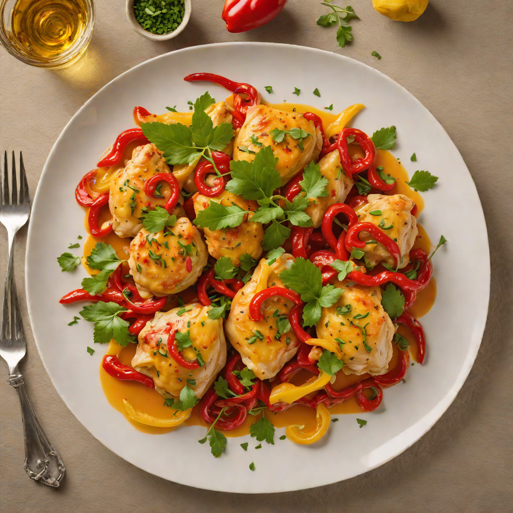 Spanish-Style Saffron Chicken with Roasted Peppers