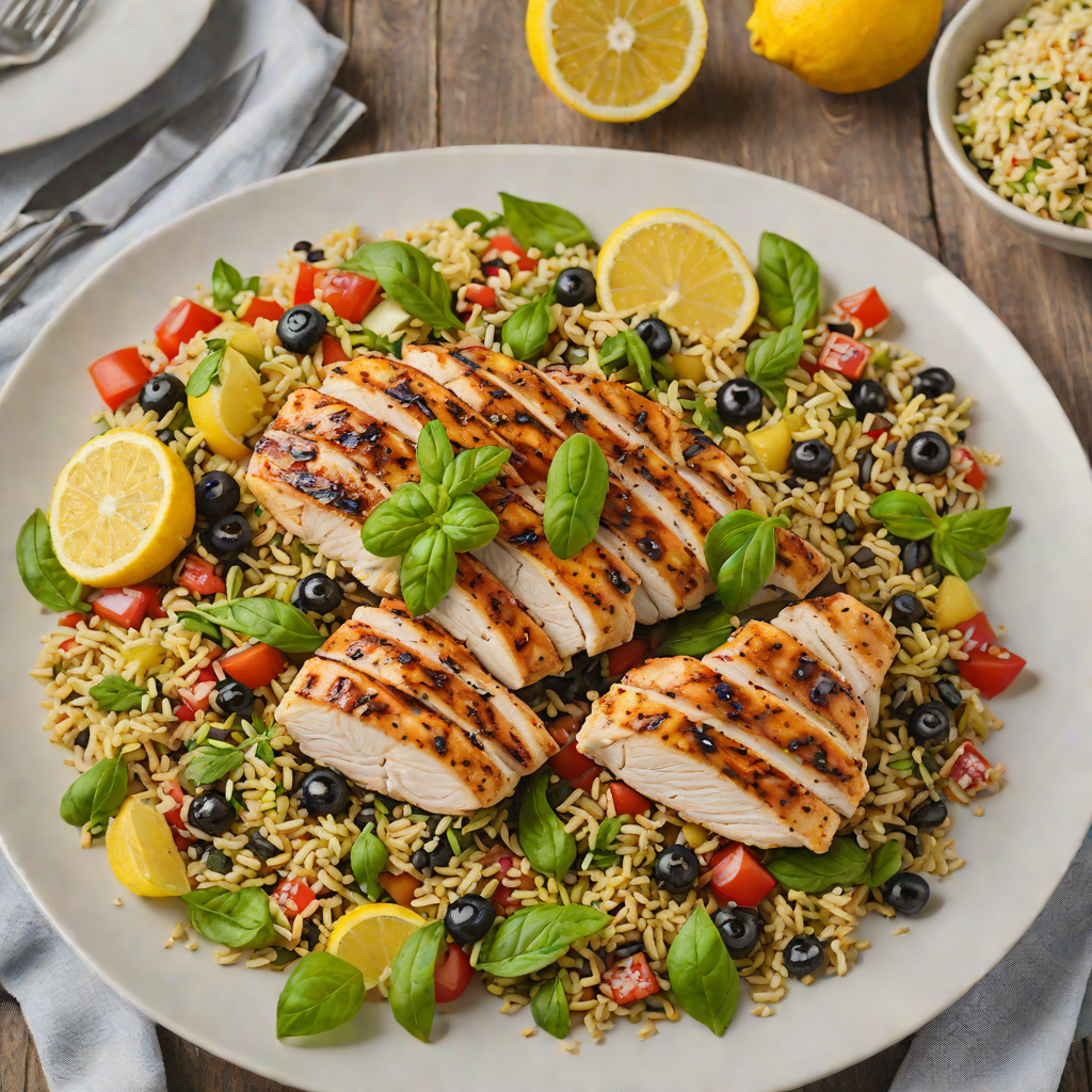 Lemon-Basil Grilled Chicken with Mediterranean Quinoa Salad