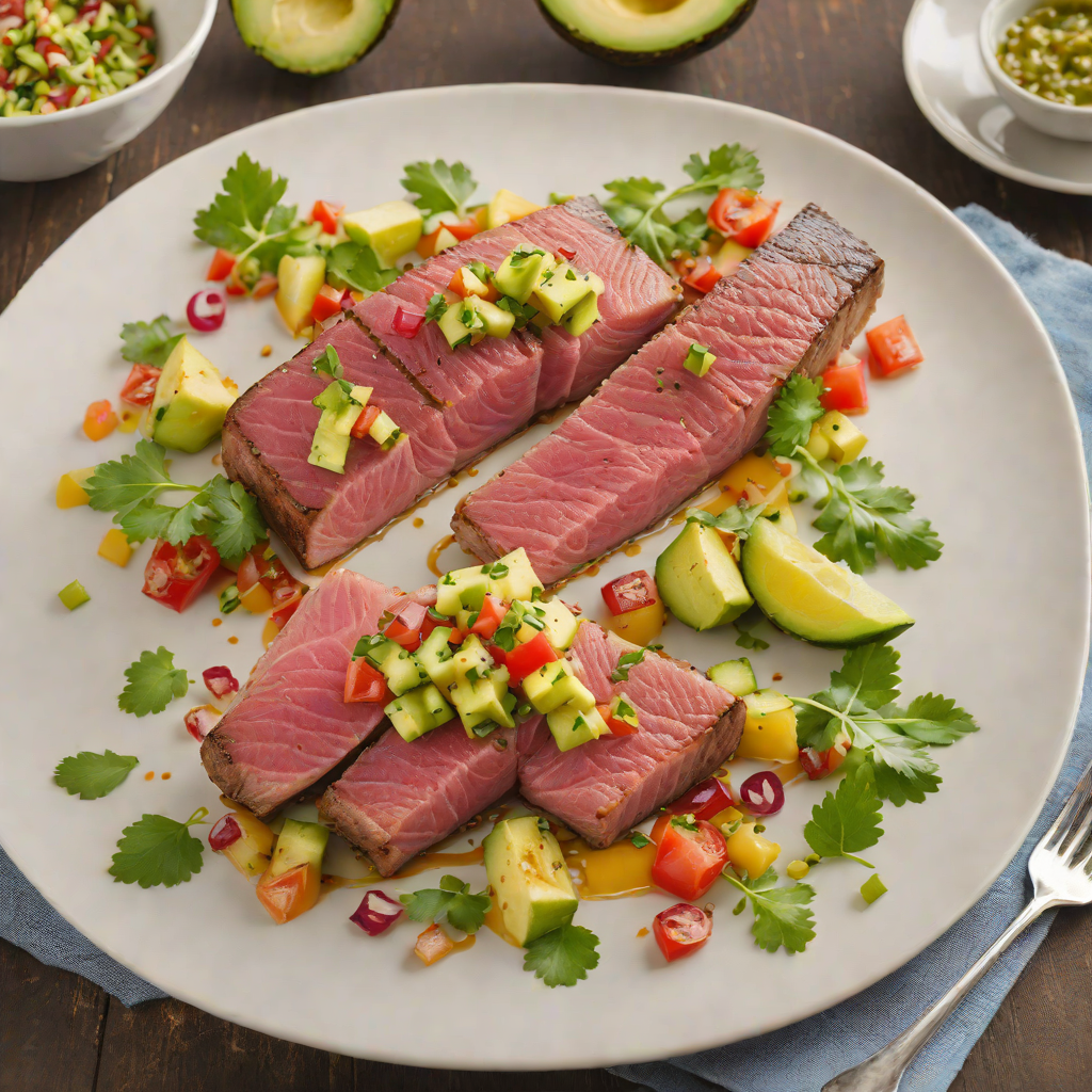 Mediterranean-Fusion Seared Tuna with Avocado Salsa
