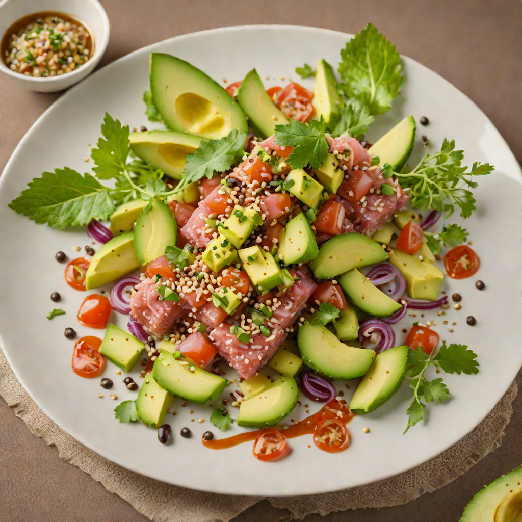 Mediterranean-Fusion Tuna Tartare with Avocado and Sesame Soy Dressing