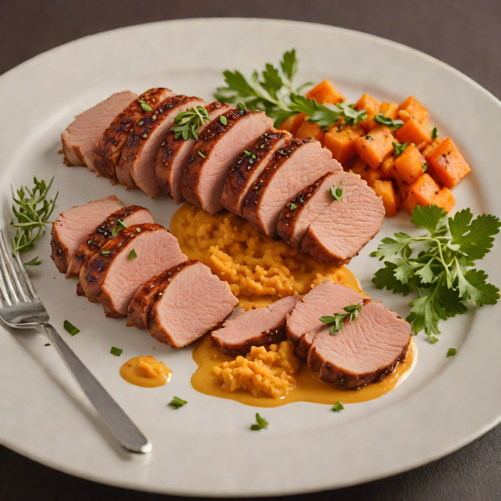 Mesquite-Smoked Pork Tenderloin with Spiced Sweet Potato Mash