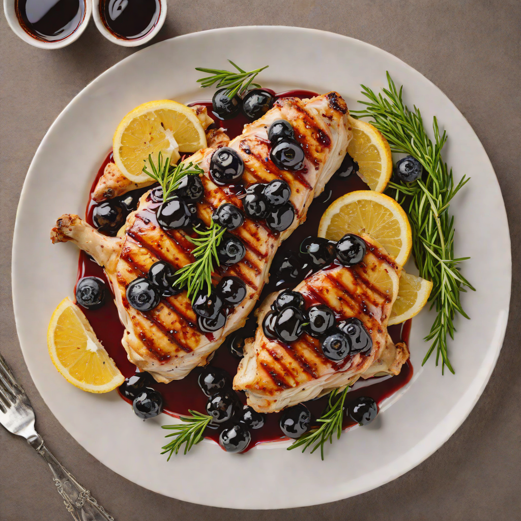 Grilled Lemon-Rosemary Chicken with Blueberry Sauce