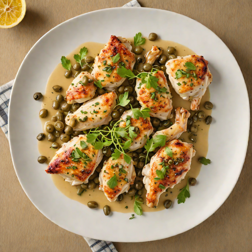 Sautéed Chicken with Garlic Lemon Sauce and Crispy Capers