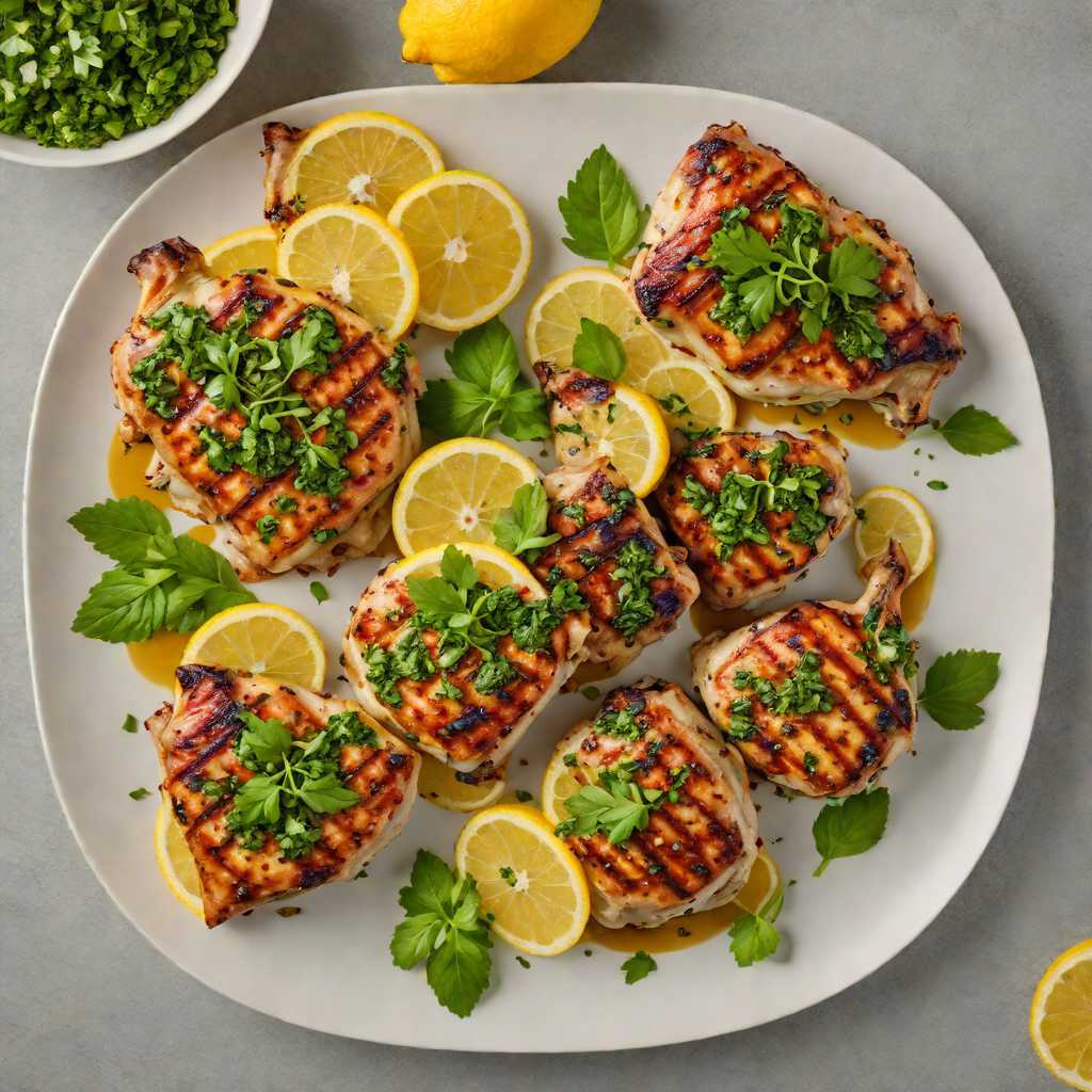 Grilled Lemon-Pepper Chicken Thighs with Garlic Herb Chimichurri