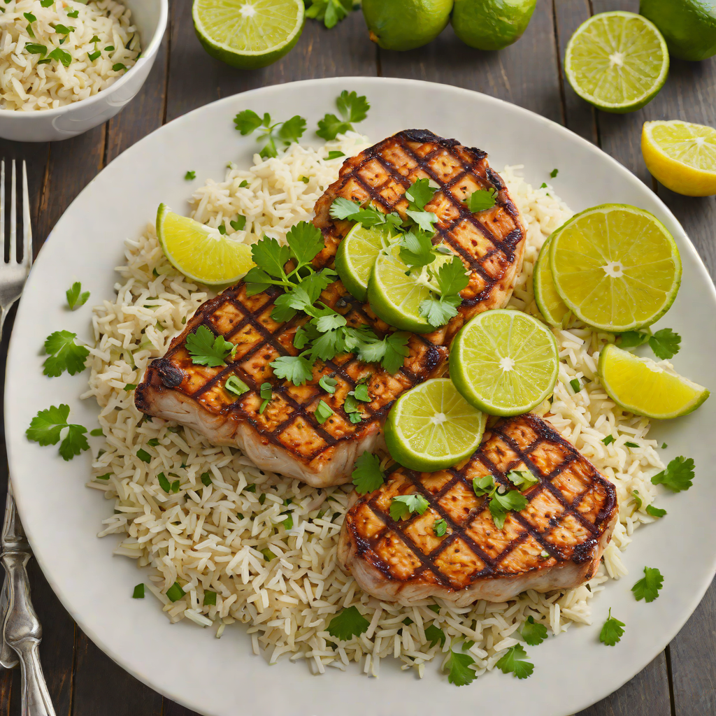 Grilled Citrus-Marinated Pork Chops with Cilantro Lime Rice