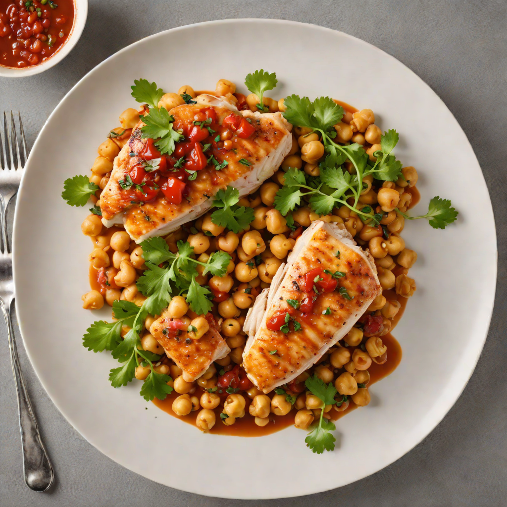 Pan-Seared Chicken with Spiced Harissa and Chickpea Ragout
