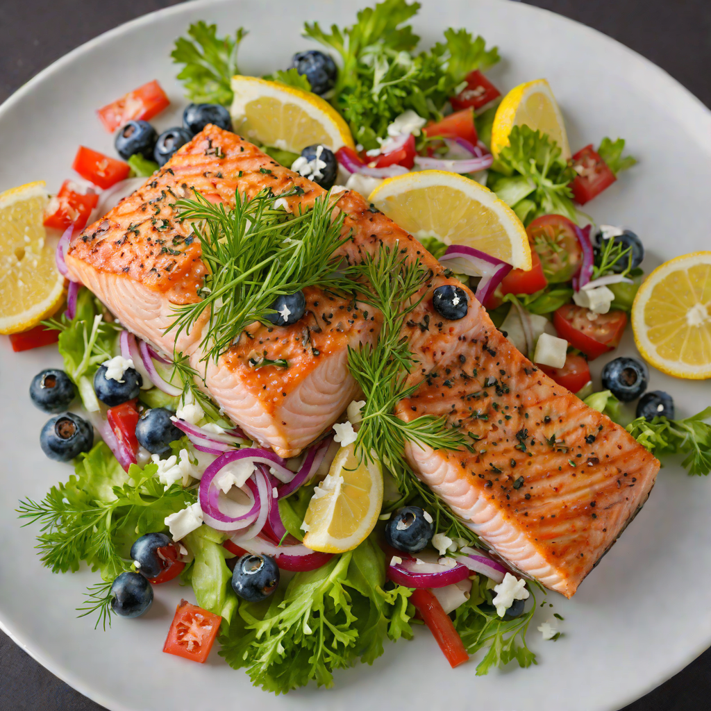 Grilled Lemon-Dill Salmon with Salad