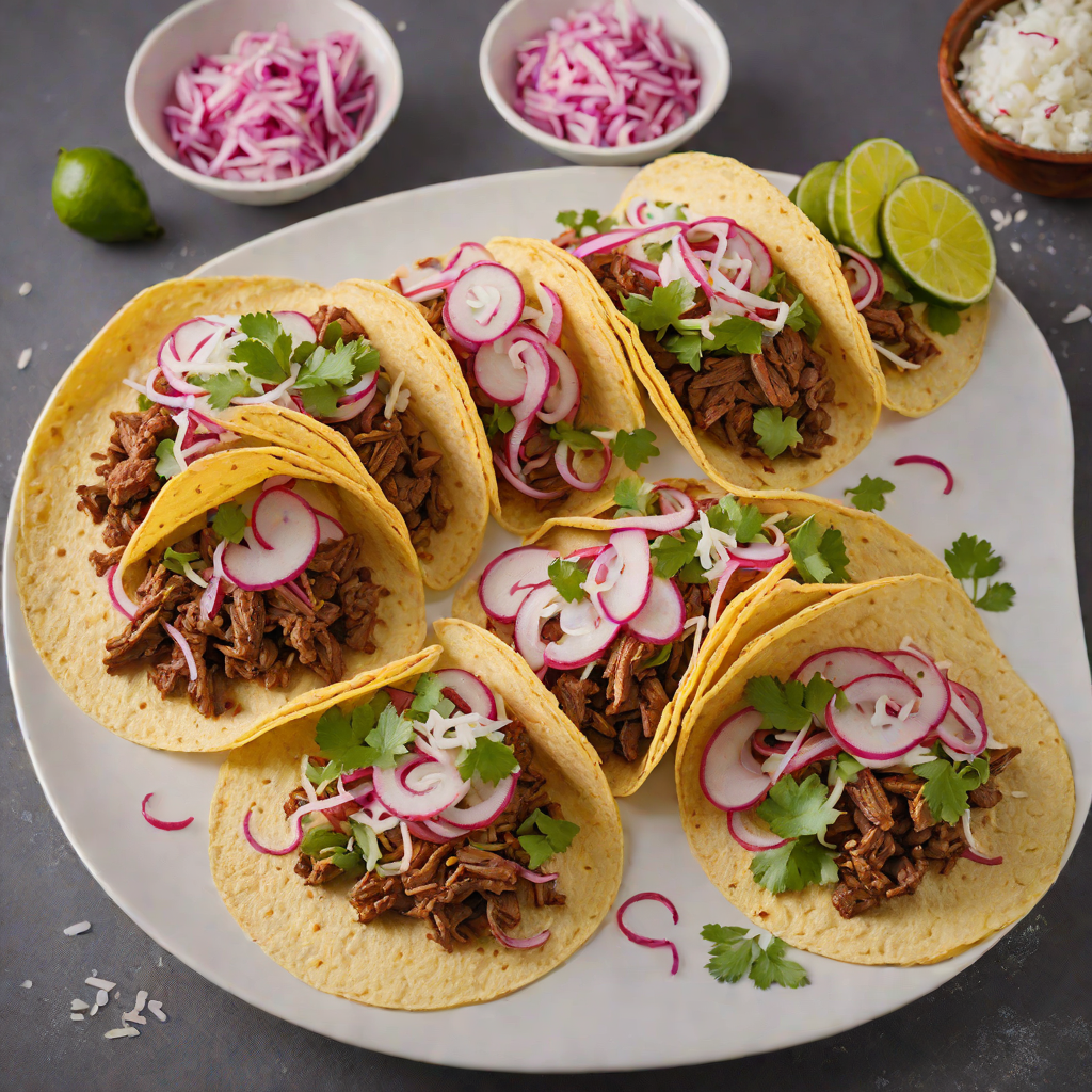 Barbacoa-Spiced Beef Tacos with Pickled Onions