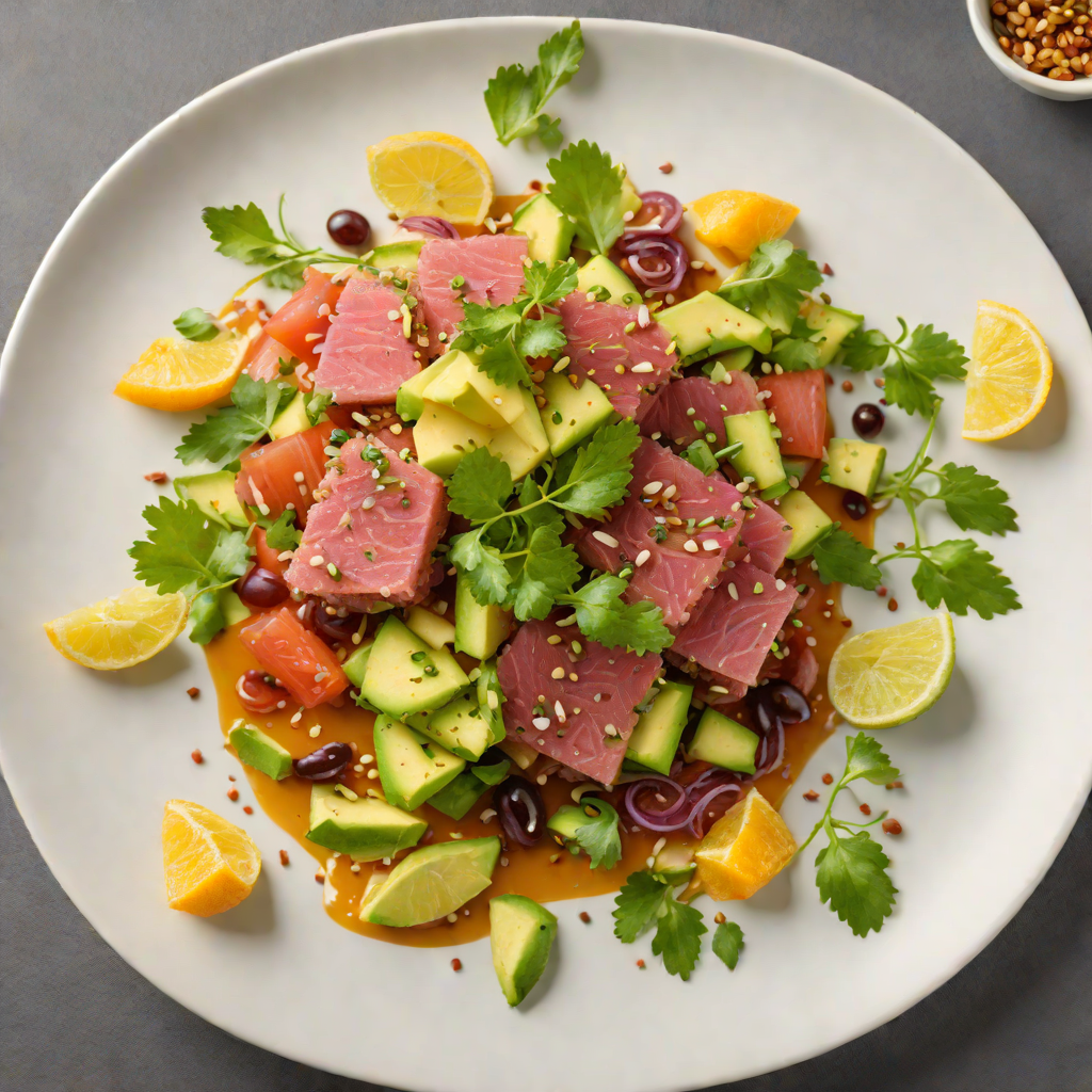 Mediterranean-Fusion Tuna Tartare with Avocado and Citrus Soy Dressing