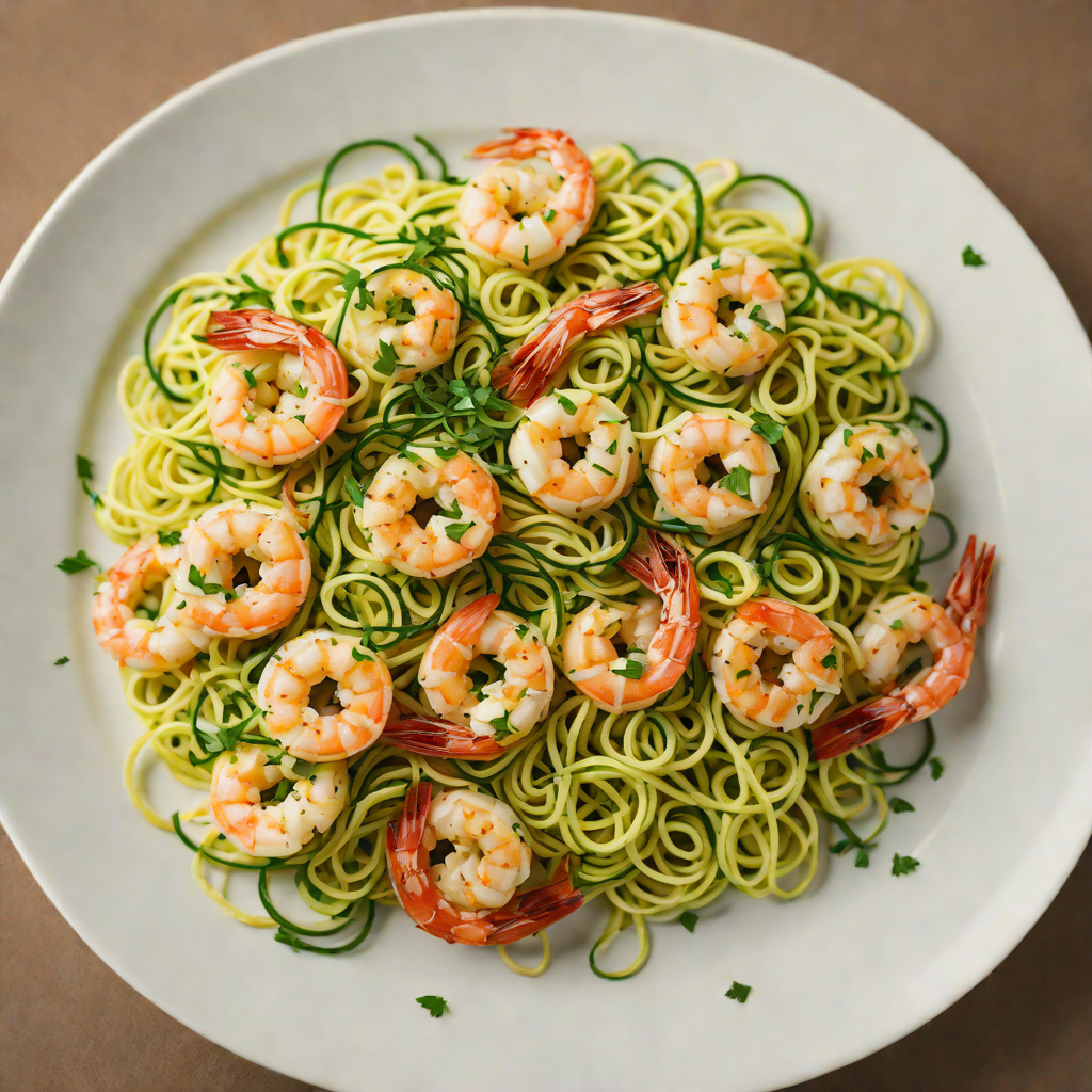 Sautéed Shrimp with Zucchini Noodles and Garlic-Herb Sauce