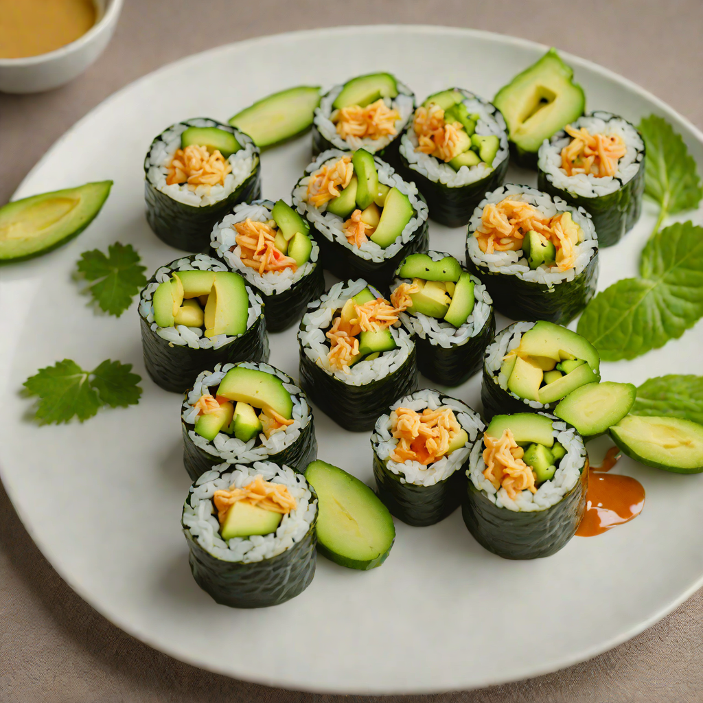 Sushi-Style Avocado and Cucumber Rolls with Spicy Mayo