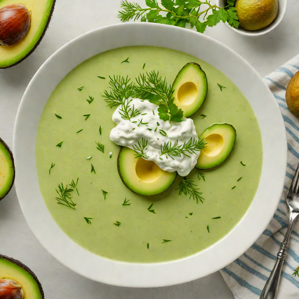 Chilled Avocado-Cucumber Soup with Dill and Greek Yogurt