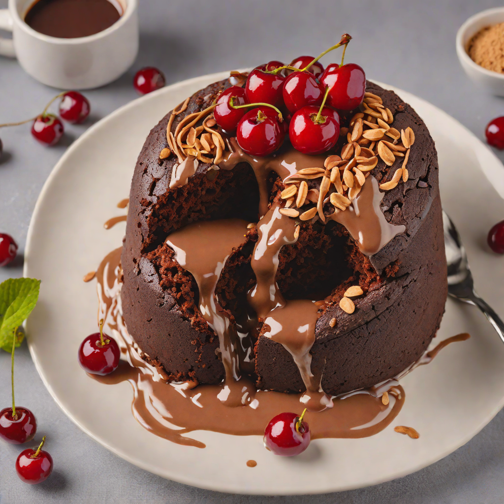 Chocolate-Cherry Vegan Mug Cake with Almond Butter Swirl