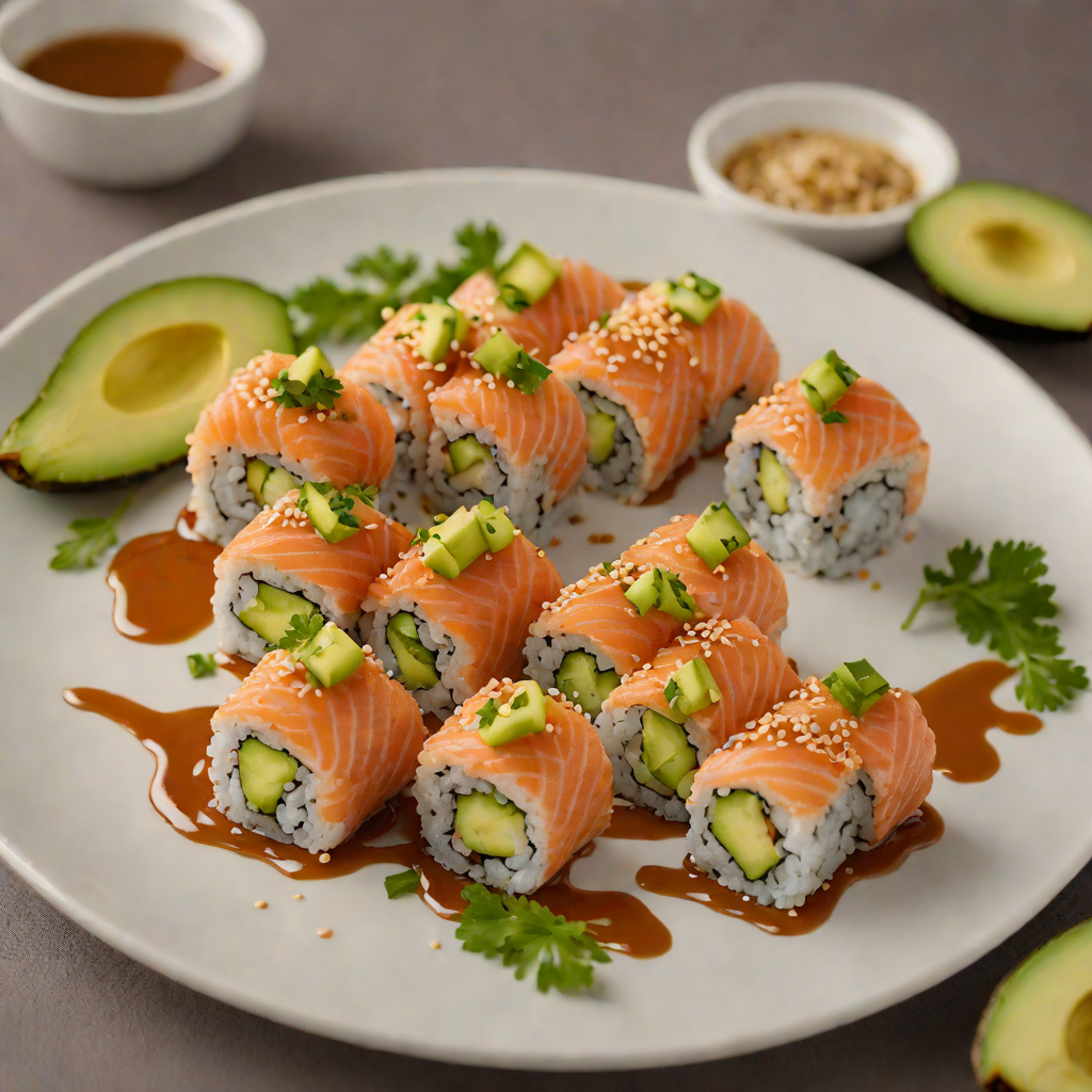 Sesame-Glazed Salmon Sushi Rolls with Avocado