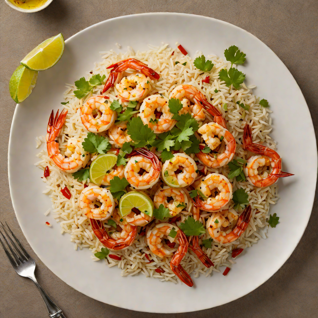 Sautéed Garlic Shrimp with Roasted Chili and Lime Rice