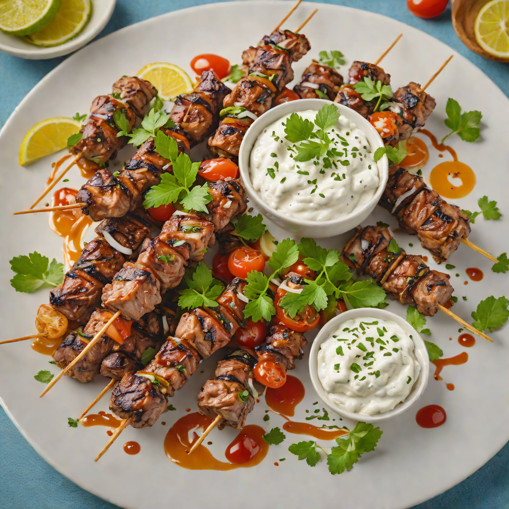 Mediterranean-Fusion Sizzling Lamb Skewers with Tzatziki Drizzle