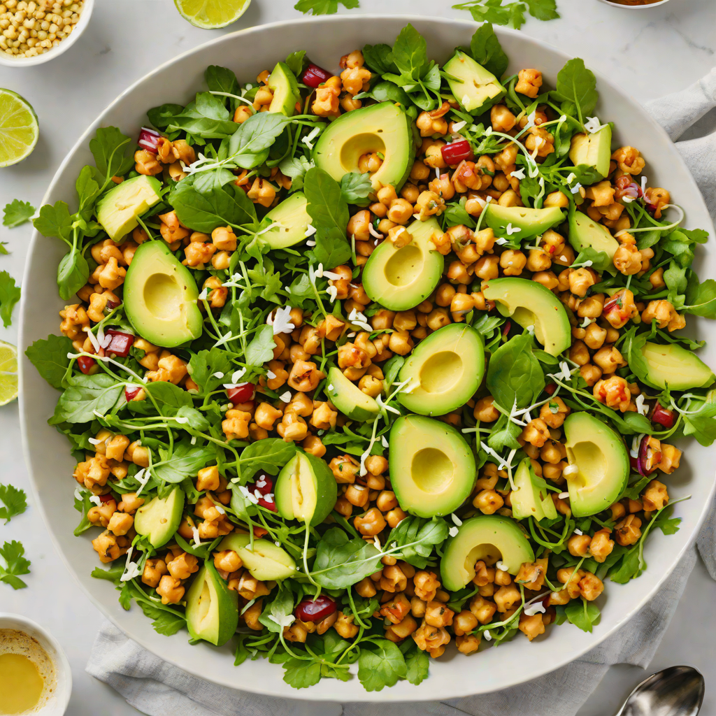 Crisp Baked Chickpea and Avocado Salad with Lemon-Tahini Dressing