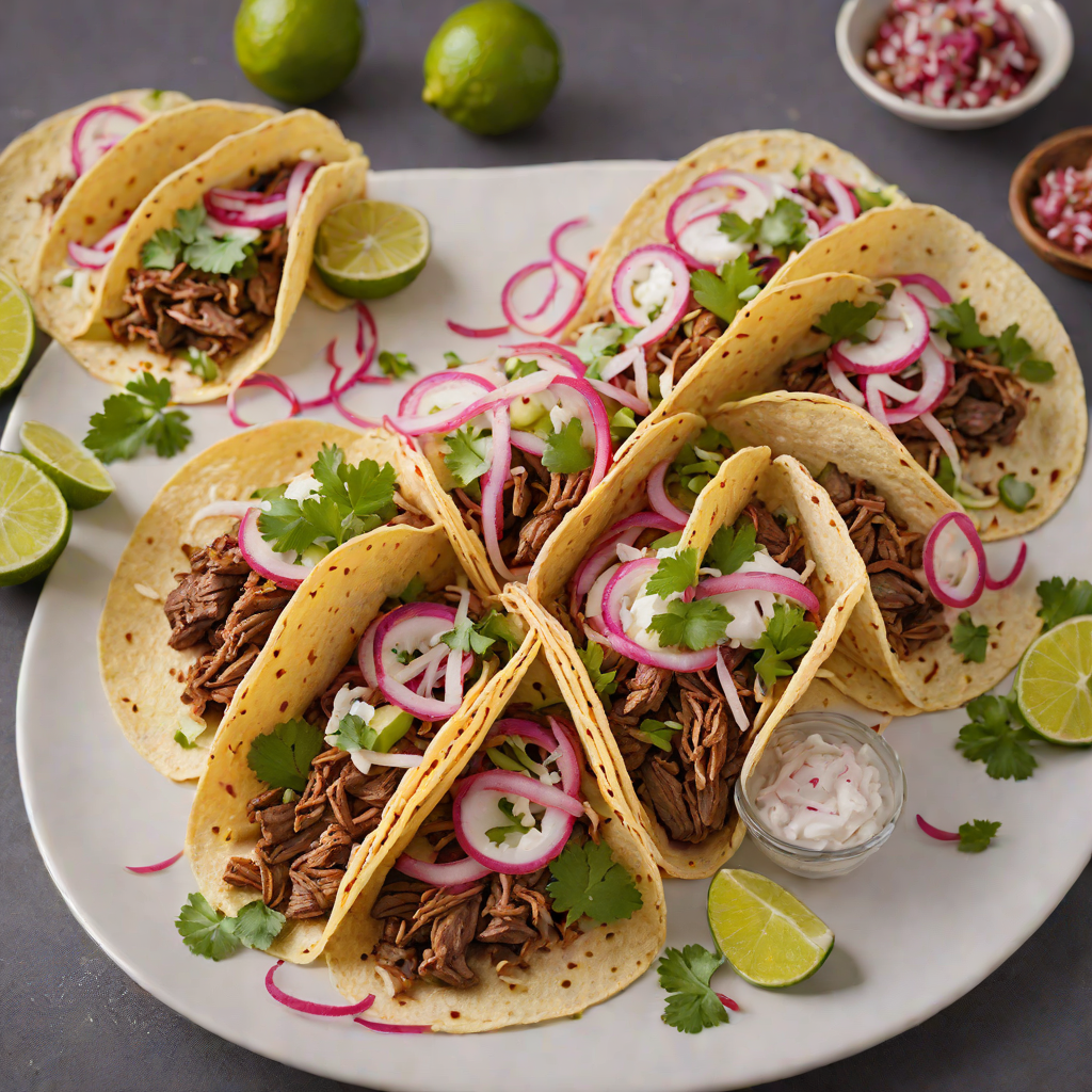 Grilled Barbacoa-Style Beef Tacos with Pickled Onions