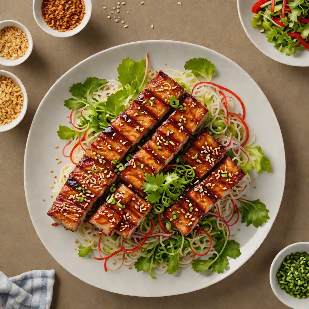 Spicy Korean-Style Grilled Pork Belly with Sesame Scallion Salad