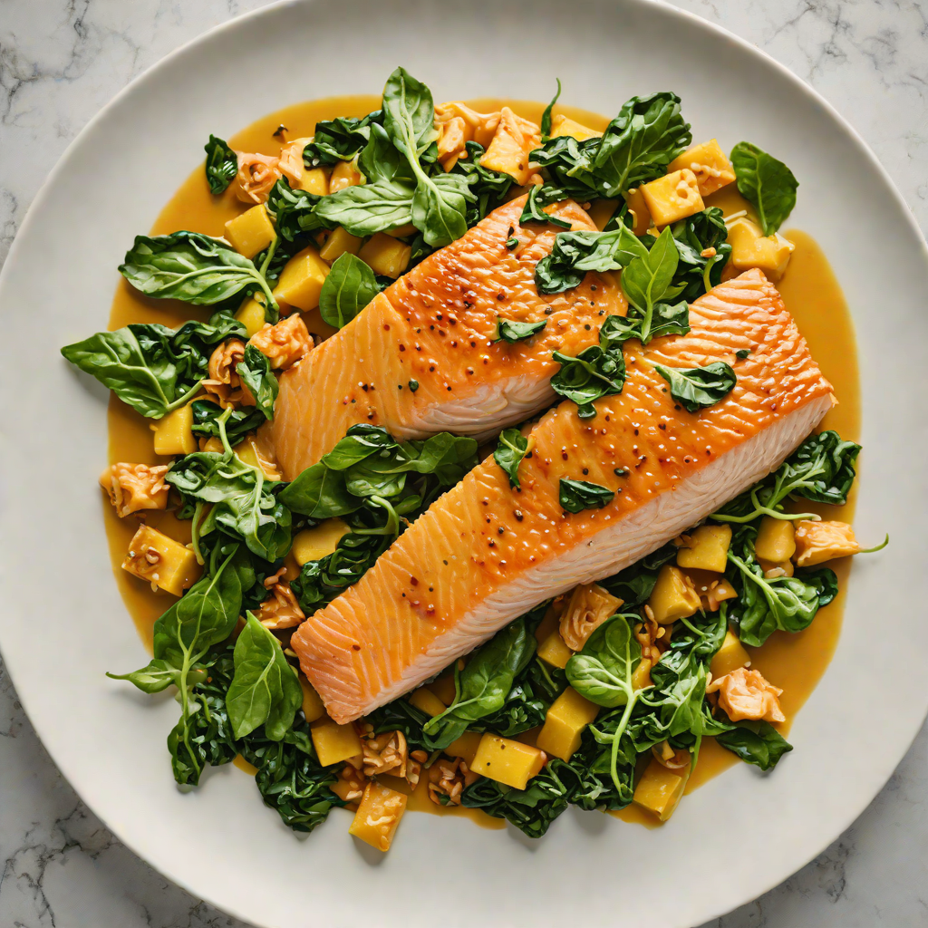 Sautéed Ginger-Turmeric Salmon with Wilted Spinach