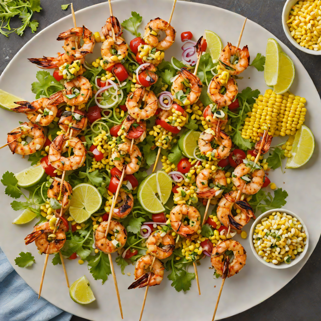 Grilled Cajun-Spiced Shrimp Skewers with Charred Corn Salad