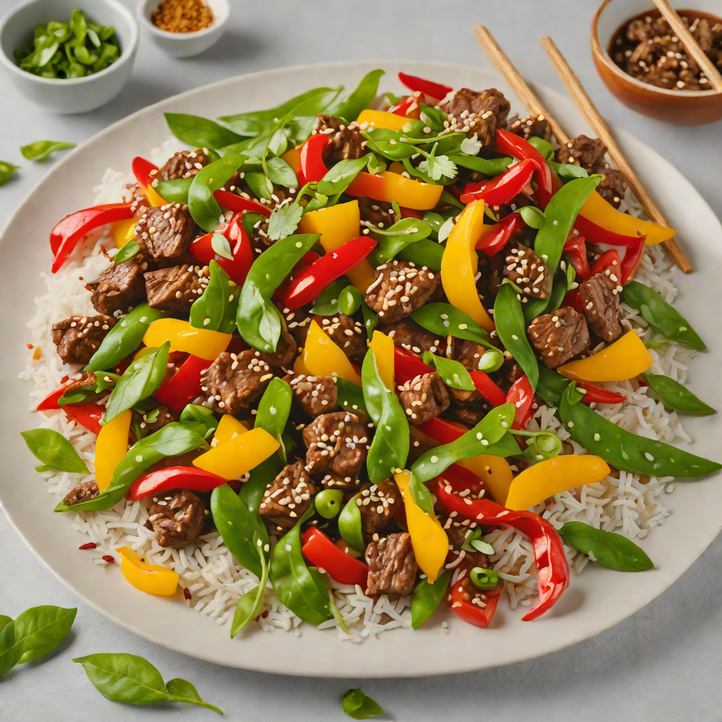Firecracker Beef Stir Fry with Bell Peppers and Snow Peas