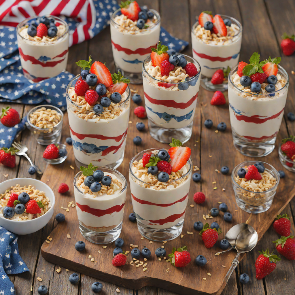 No-Bake Red, White & Blue Fourth of July Cheesecake Parfaits