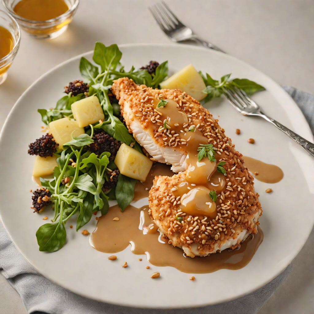 Macadamia-Crusted Chicken with Wattleseed and Honey Glaze
