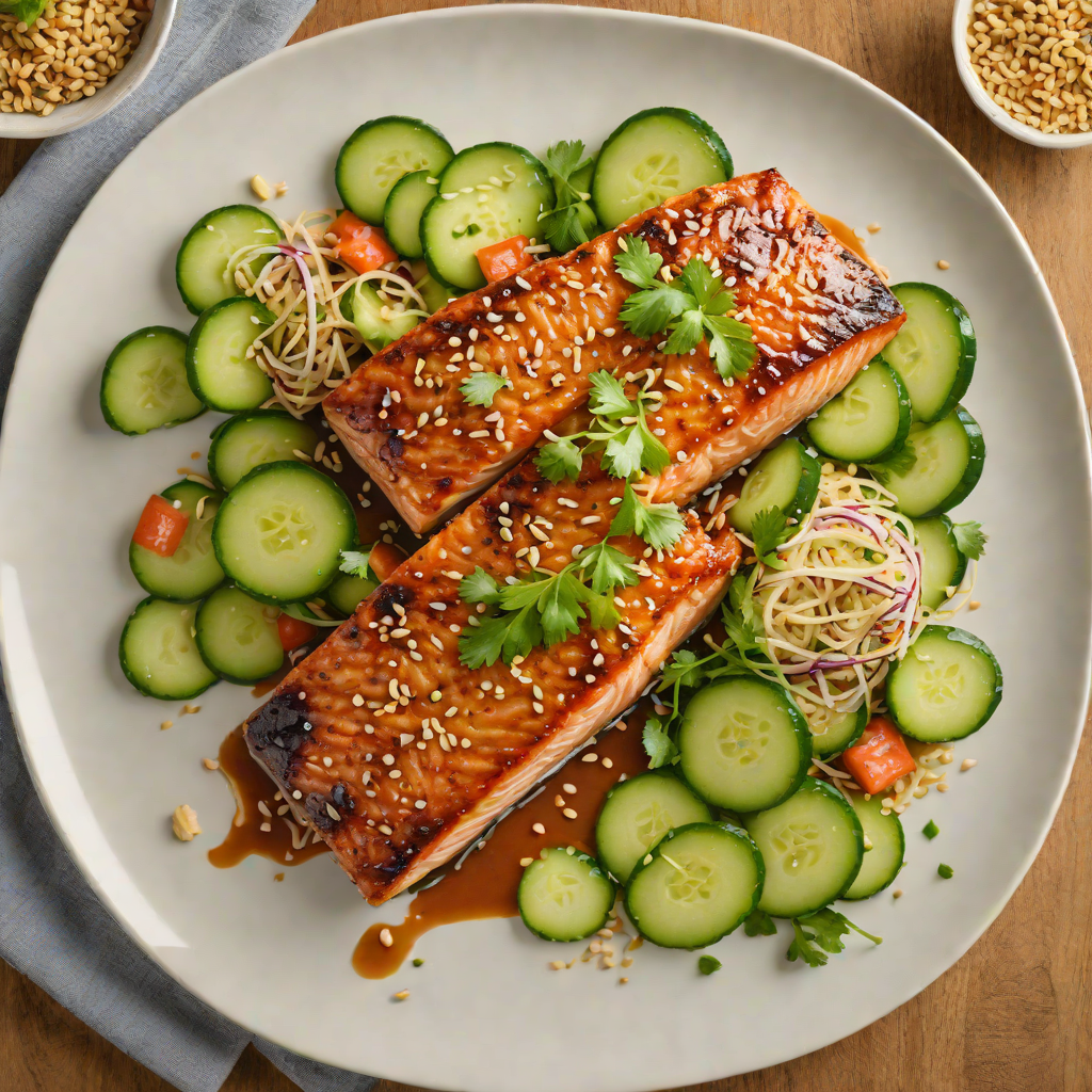 Soy-Ginger Glazed Salmon with Sesame-Cucumber Salad