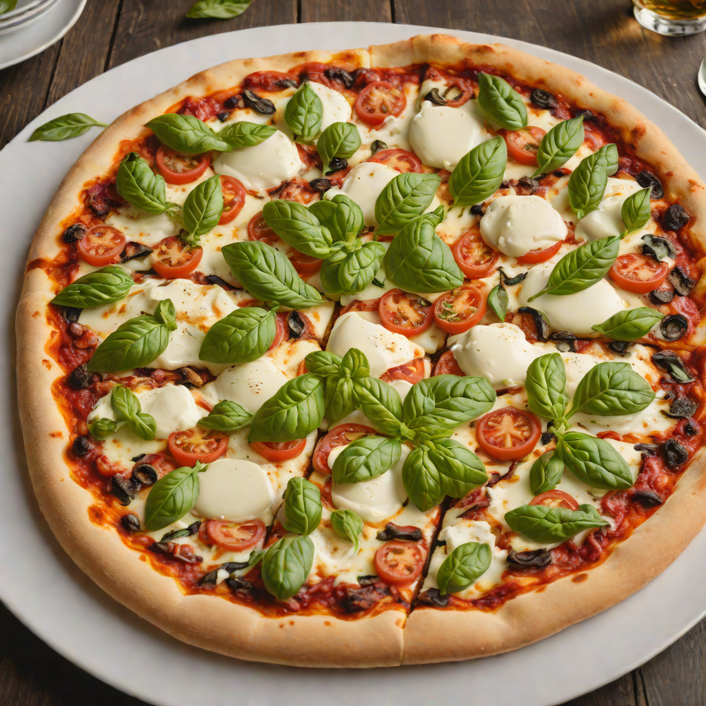 Wood-Fired Neapolitan-Style Pizza with Fresh Mozzarella and Basil