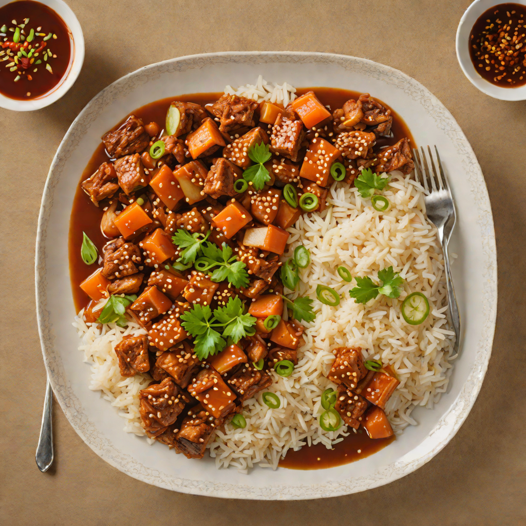 Braised Korean-Style Spicy Pork with Kimchi and Rice