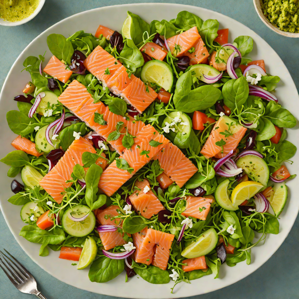 Farmhouse Smoked Salmon Salad with Pesto Vinaigrette
