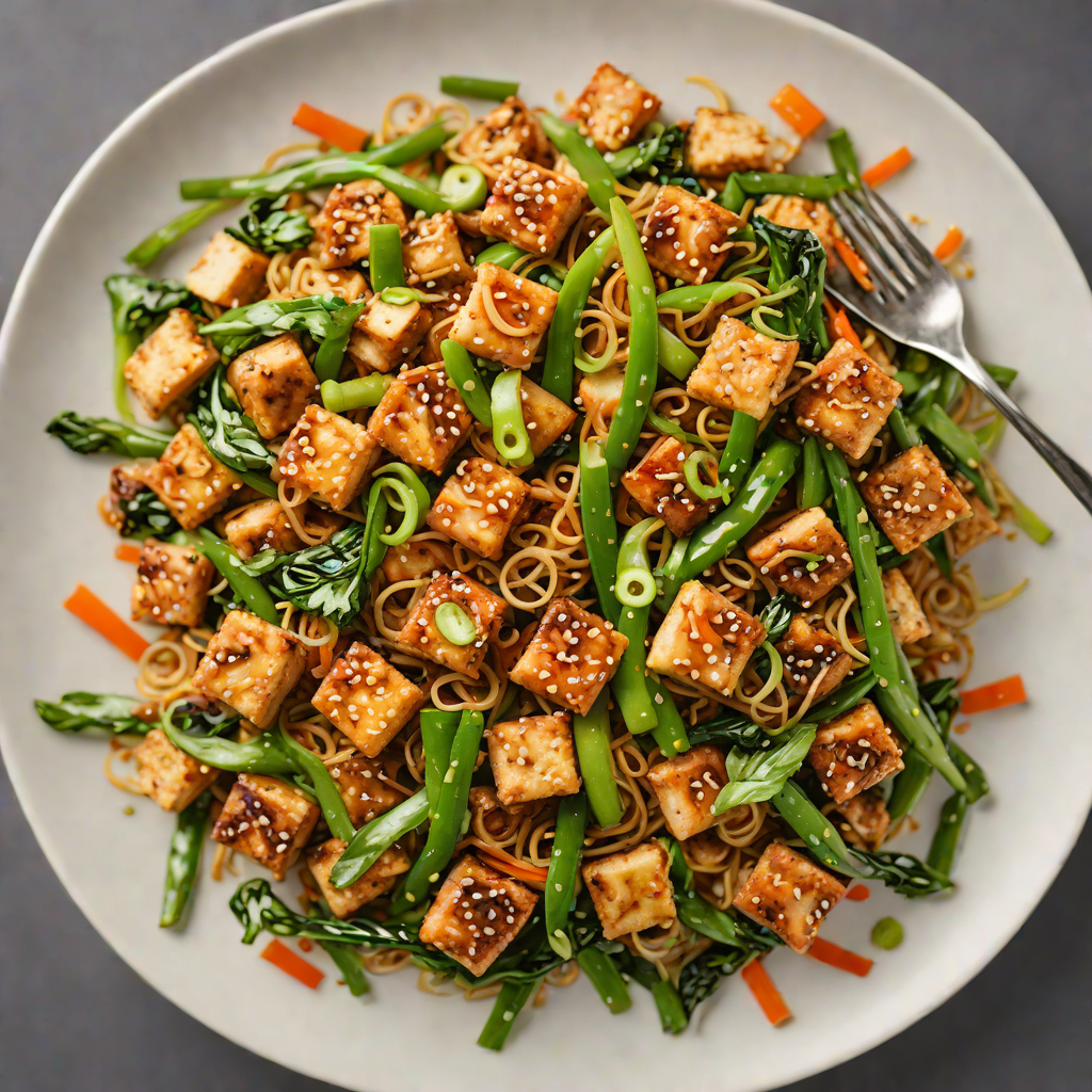 Web-Inspired Ginger Scallion Stir-Fry with Crispy Tofu
