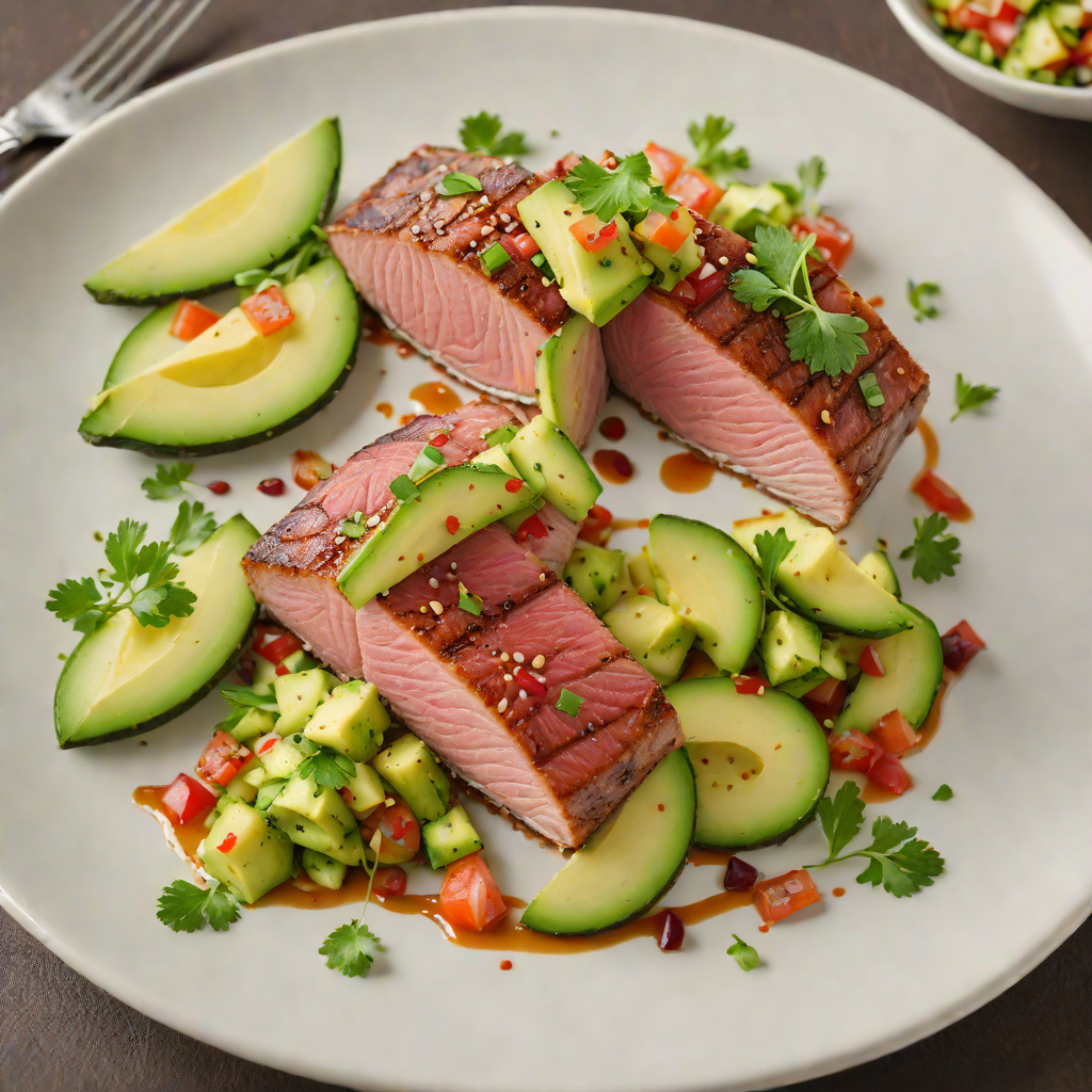 Mediterranean-Fusion Seared Tuna with Avocado-Cucumber Salsa