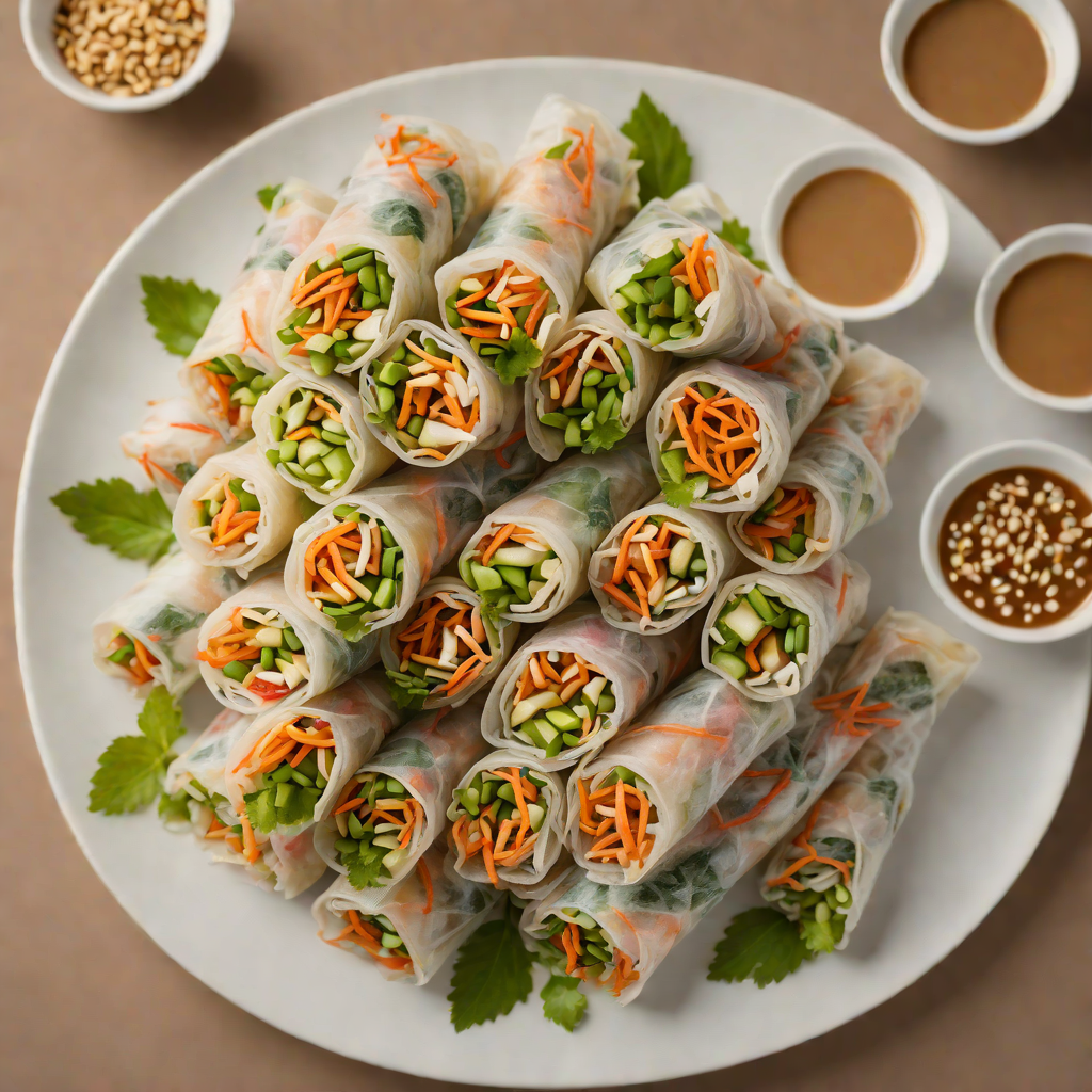 Hidden Layered Vietnamese Spring Rolls with Peanut Dipping Sauce