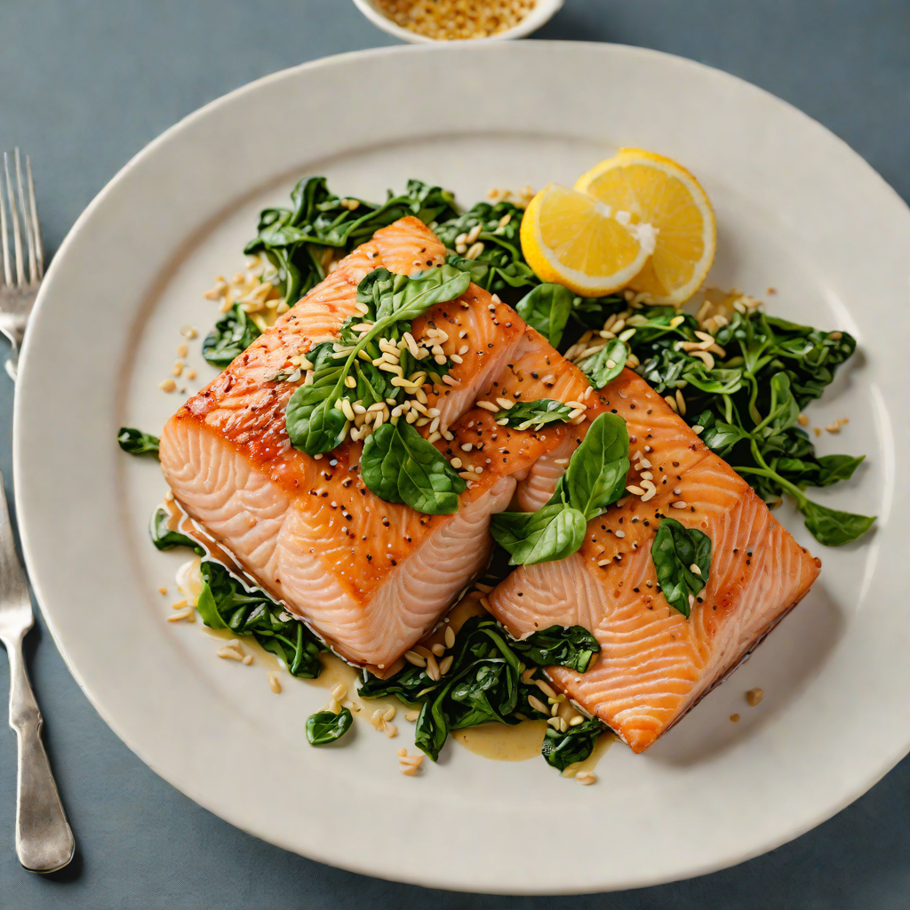 Pan-Seared Salmon with Ginger and Sesame Spinach