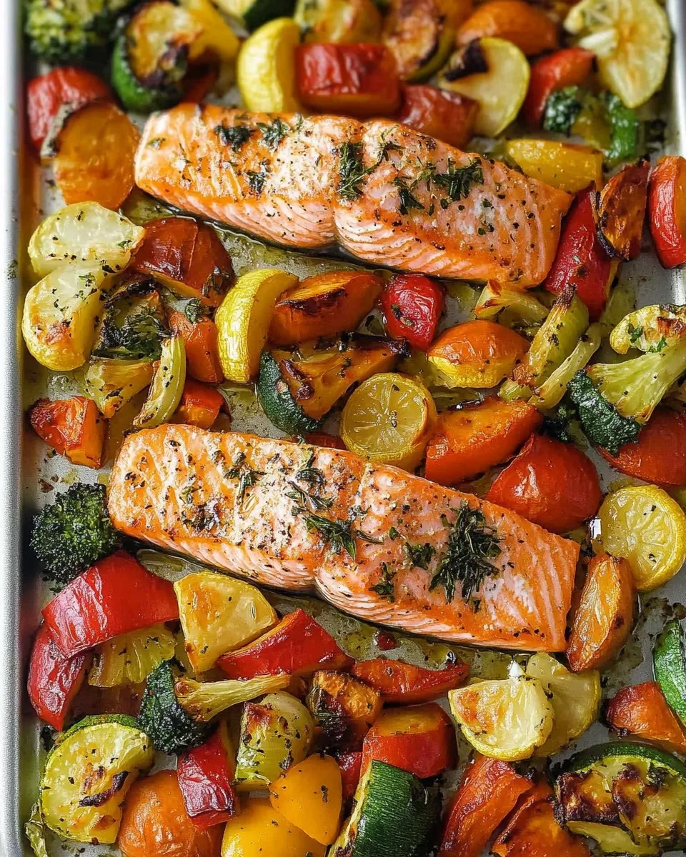 Sheet Pan Cajun-Spiced Blackened Salmon with Roasted Vegetables