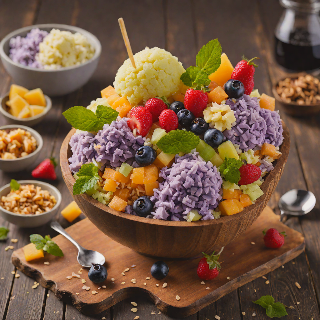 Halo-Halo Shaved Ice with Mixed Fruits and Ube Ice Cream