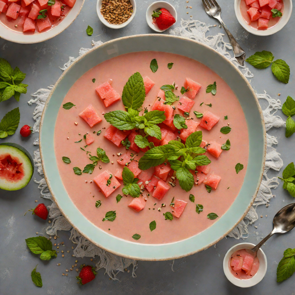 No-Bake Chilled Watermelon and Mint Soup
