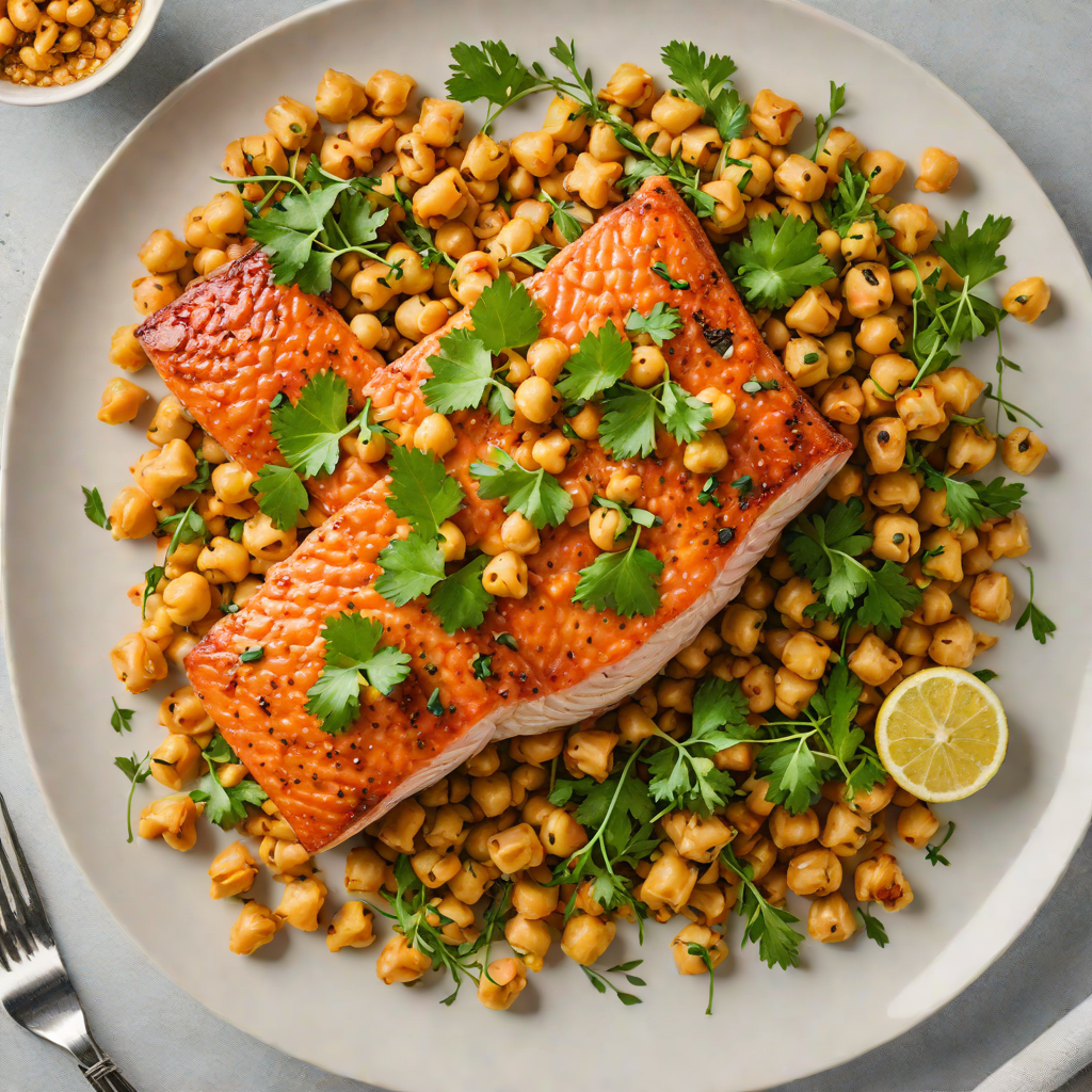 Half-Hour Sheet Pan Harissa Salmon with Chickpeas