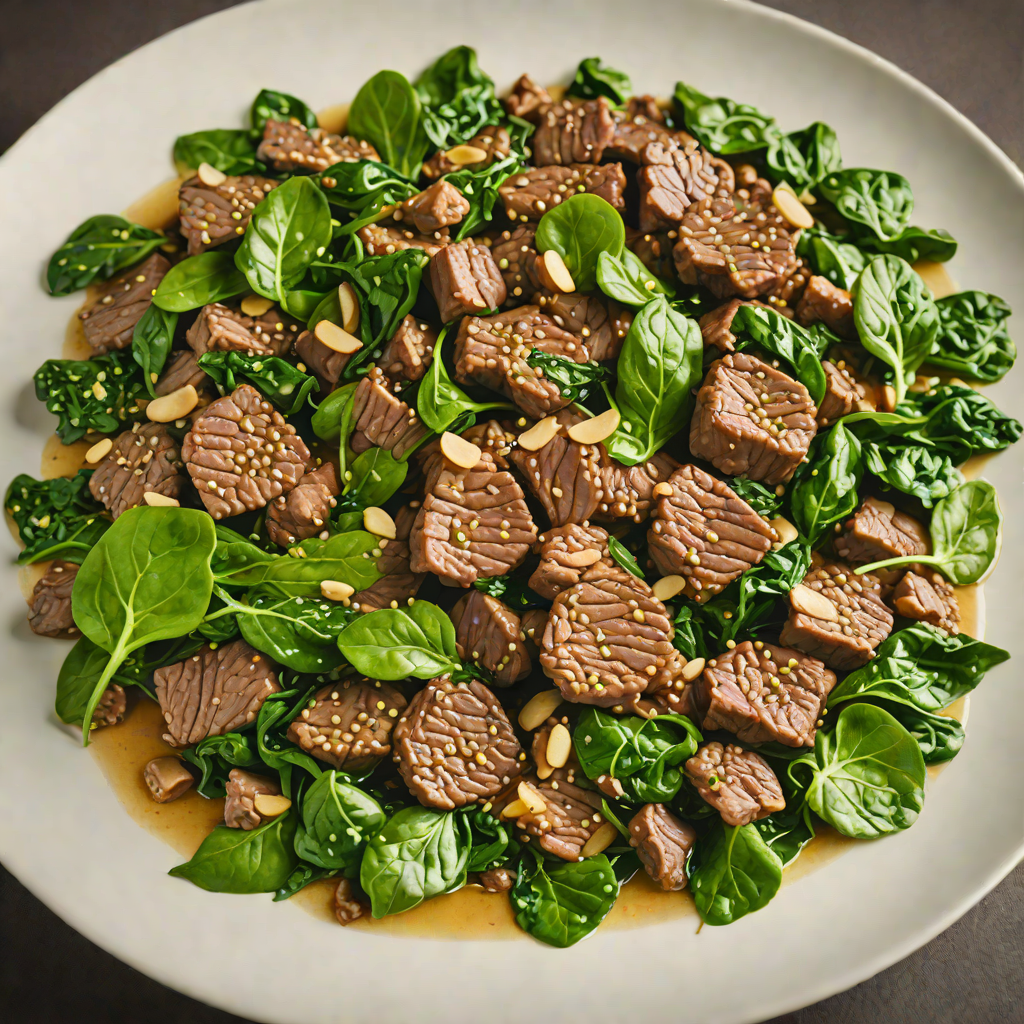 Sautéed Beef and Spinach with Garlic and Ginger